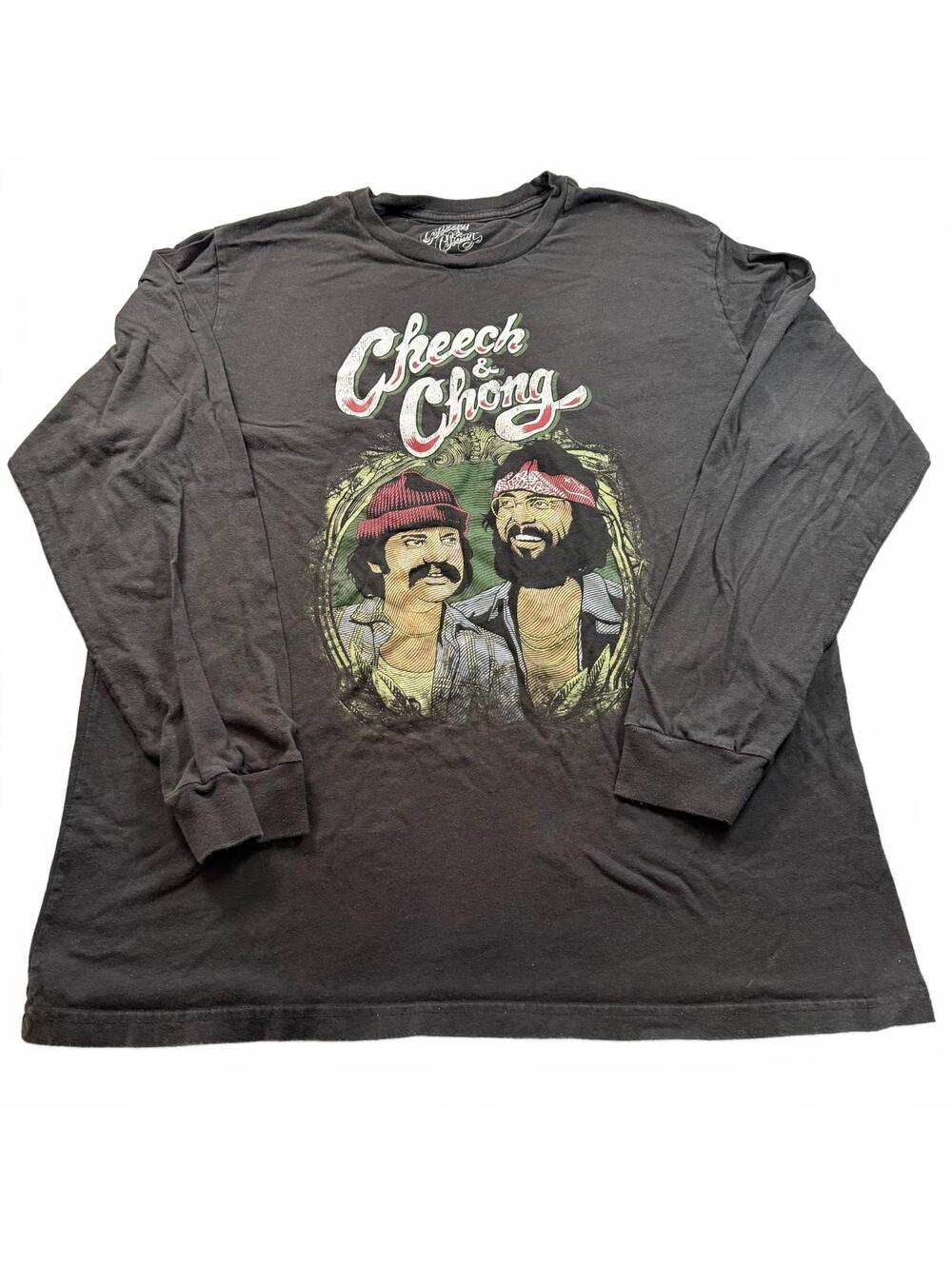 Vintage Cheech & Chong Portrait Long Sleeve Graphic T-Shirt Black 2XL